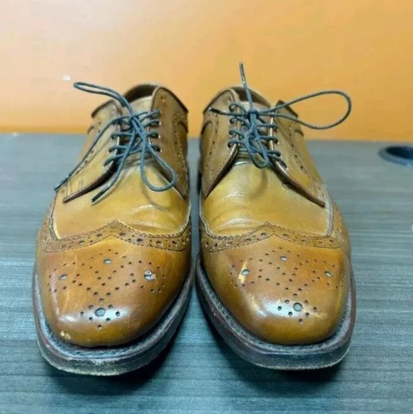 Allen edman Player's Wingtip Blucher Tan Mens shoe Size 7.5d - Picture 1 of 8